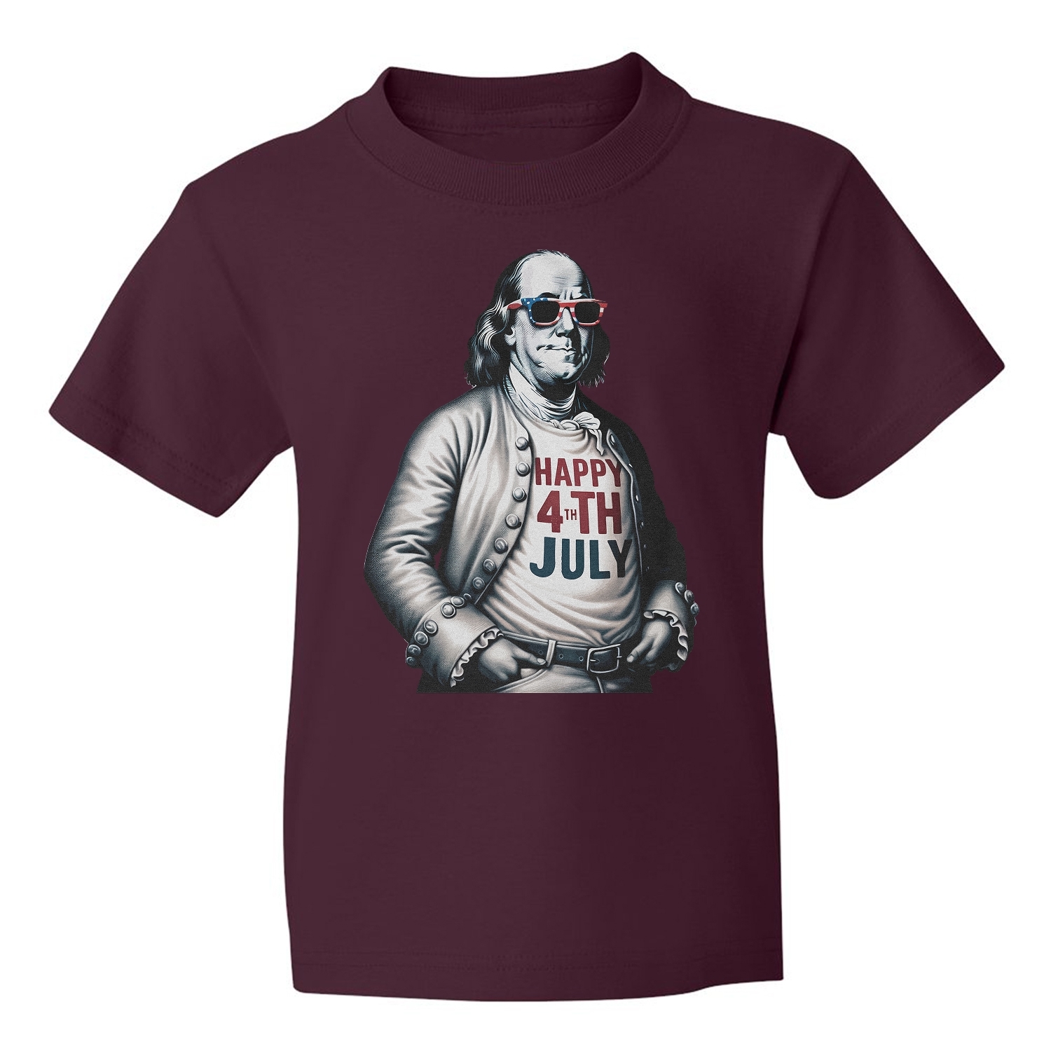 Franklin Happy 4th Of July Tribute - Independence Day Youth Unisex T-shirt - Picture 8 of 15