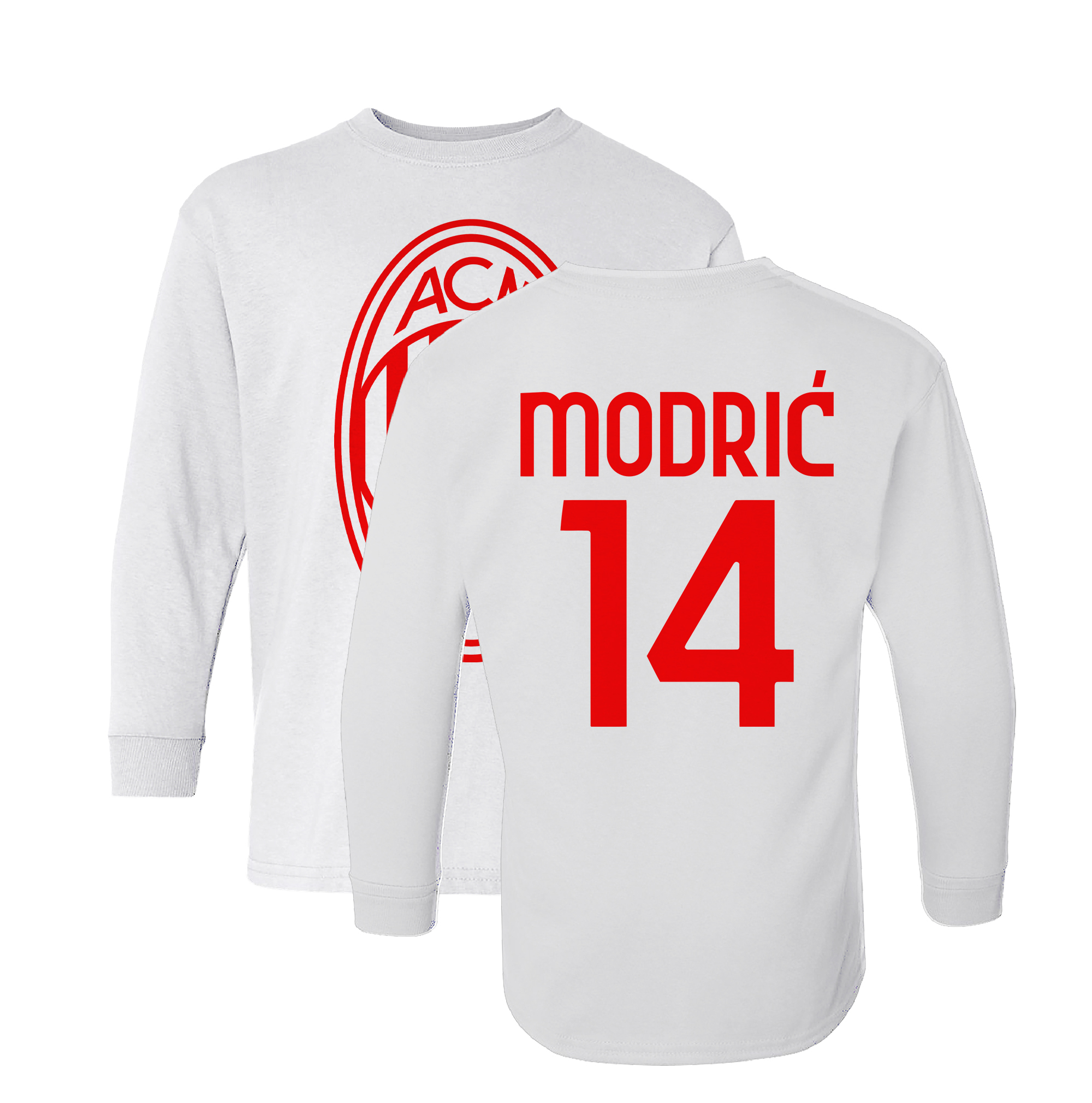 Modric #14 Legend - Milan Soccer Jersey Style Youth Long Sleeve T-Shirt - Picture 7 of 8