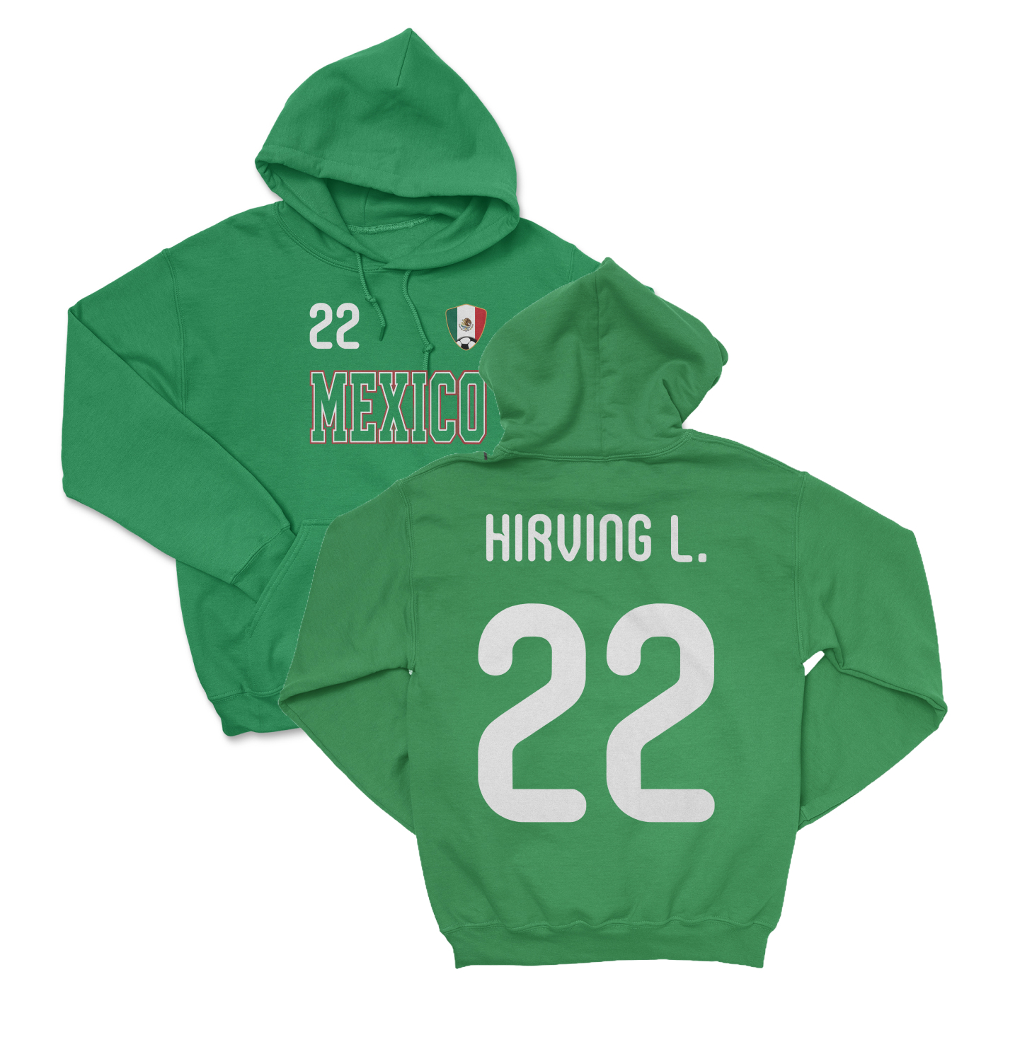 Mexico Hirving 22 Soccer Jersey Style 2-Side Unisex Hooded Sweatshirt