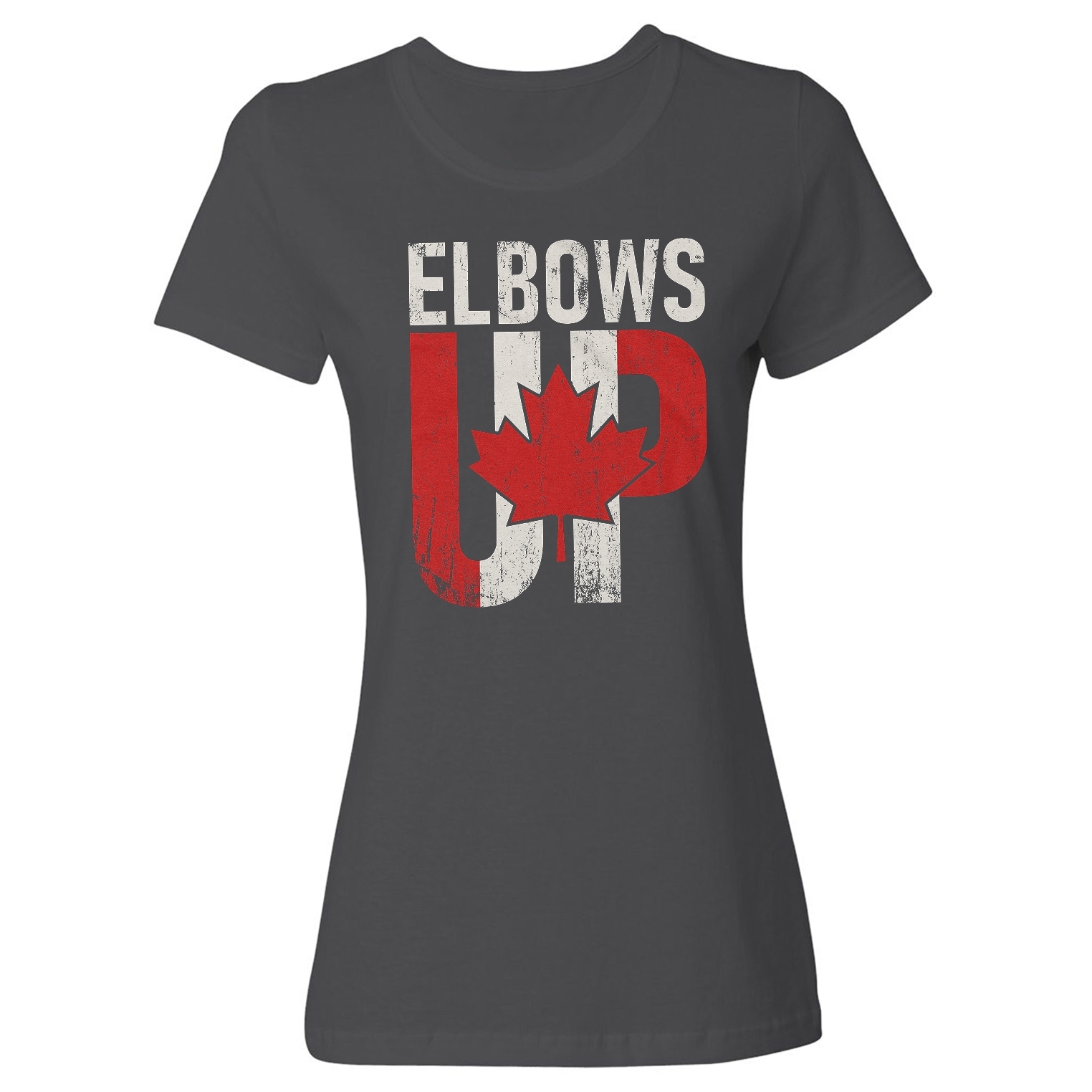 Canada Day - Canada Support Elbows Up Maple Leaf Ladies' Crewneck T-Shirt - Picture 3 of 3