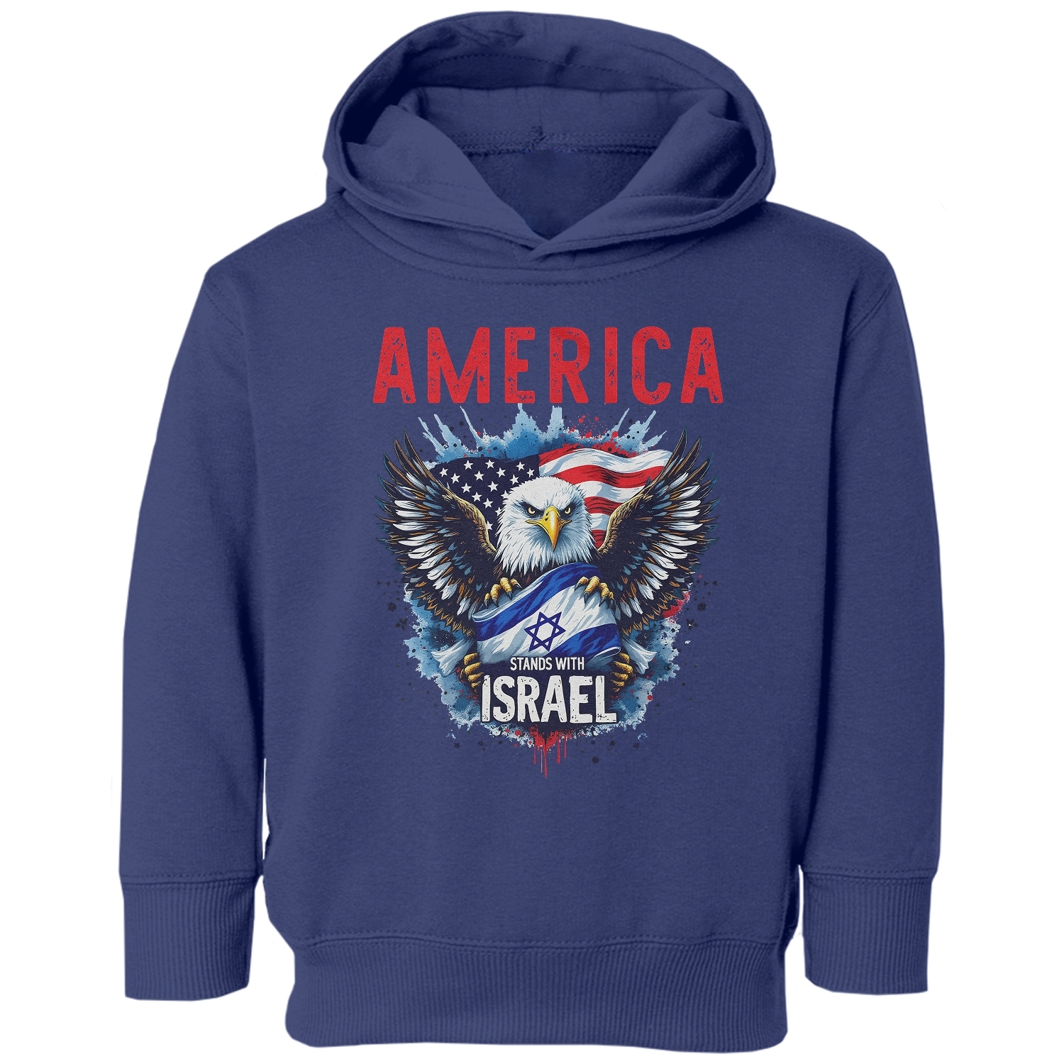 America Stands With Israel - Bald Eagle Patriotic Toddler Hooded Sweatshirt - Picture 4 of 7