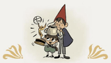 A page decorator from the artbook showing Wirt and Greg happily showing off the Emmy award the series won.