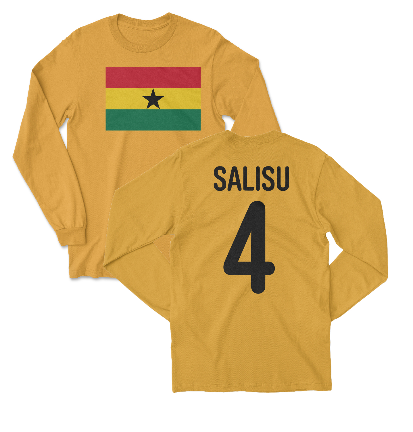 Ghana Pride Salisu 4 Two-Sided Jersey Style Long Sleeve T-Shirt