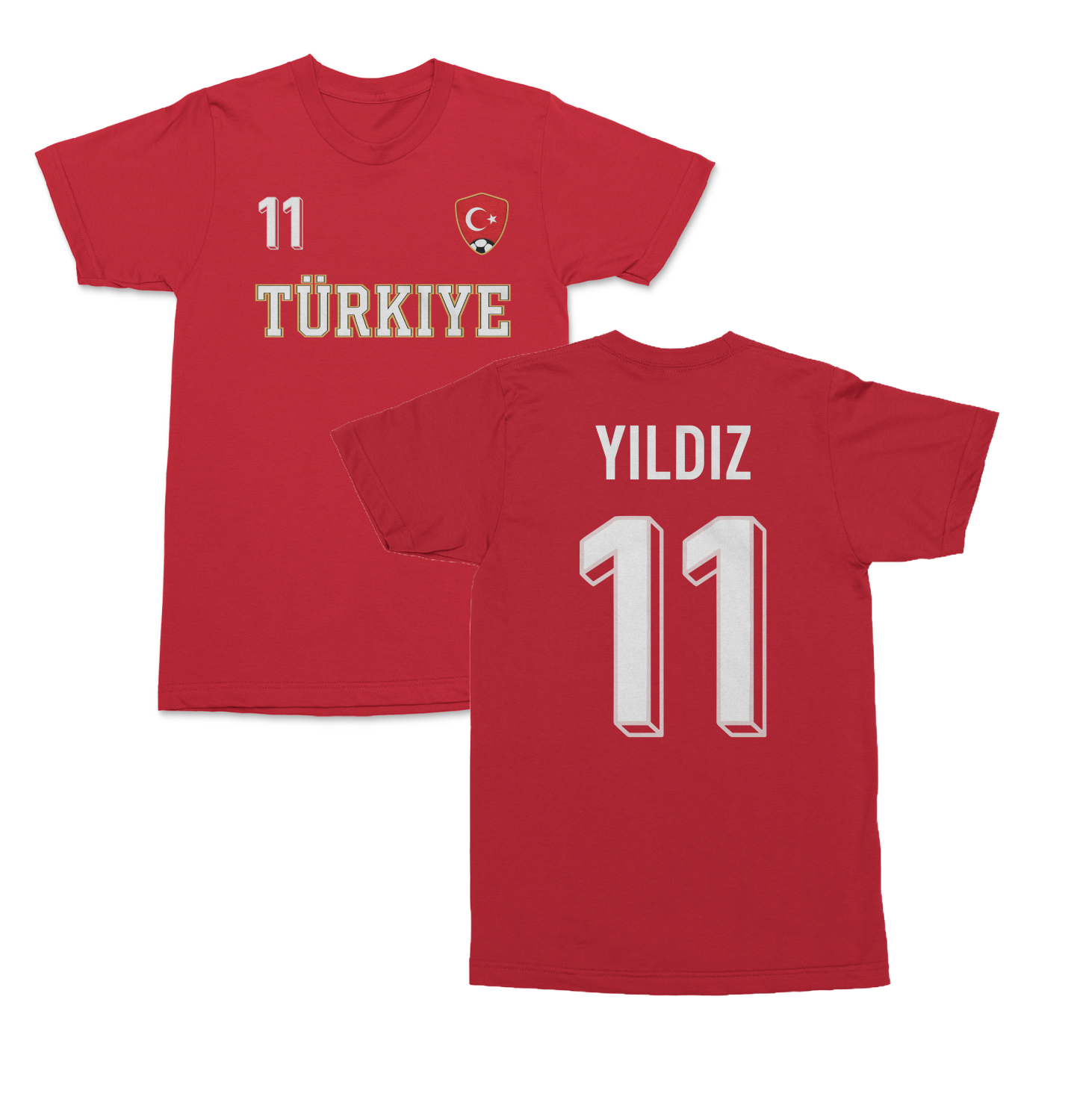 Turkiye Yildiz 11 Soccer Inspired Jersey Style Unisex T-Shirt