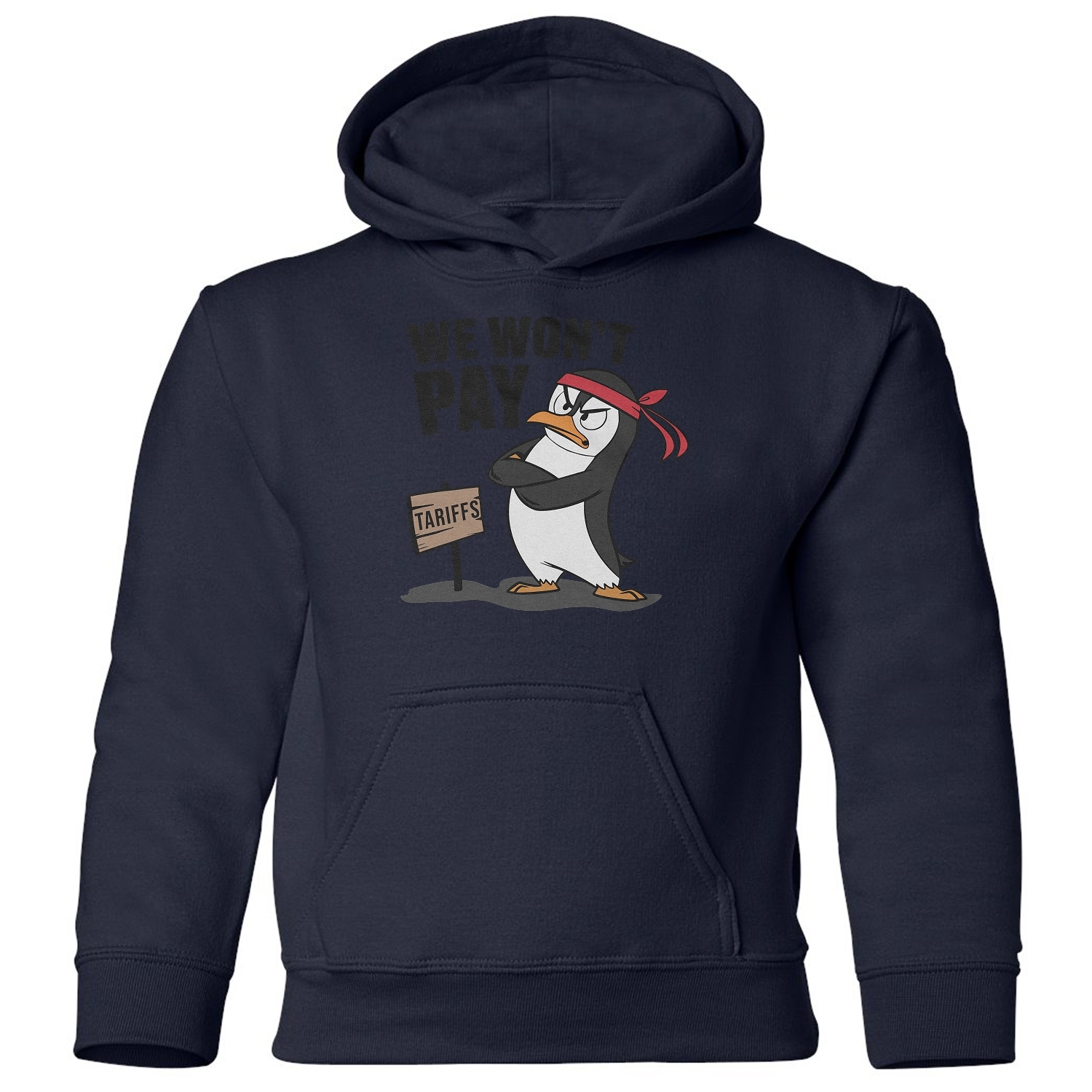 We Wont Pay Tariffs - Penguins Resist Protest Youth Hooded Sweatshirt - Picture 8 of 11