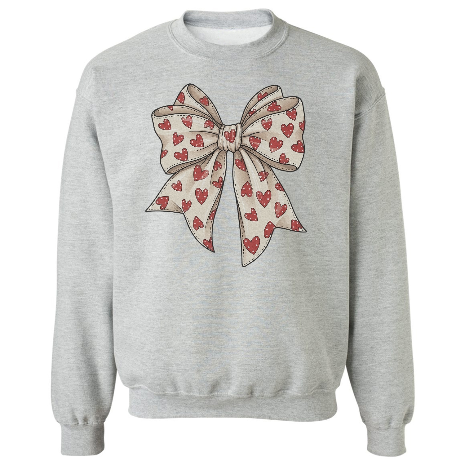 Coquette Bow with Hearts – Cute Valentine’s Day Gift Unisex Crewneck Sweatshirt