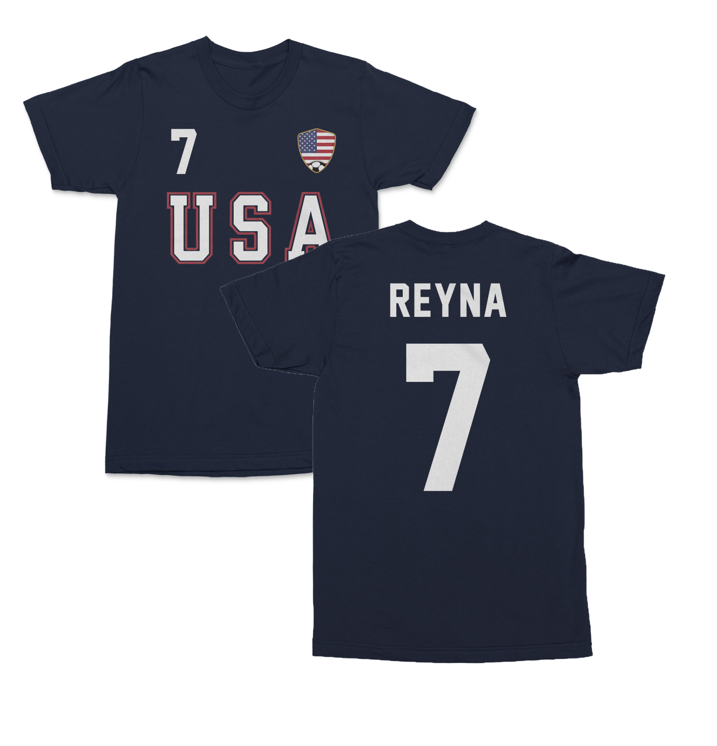 USA Reyna 7 Soccer Inspired Jersey Style 2-Side Unisex T-Shirt