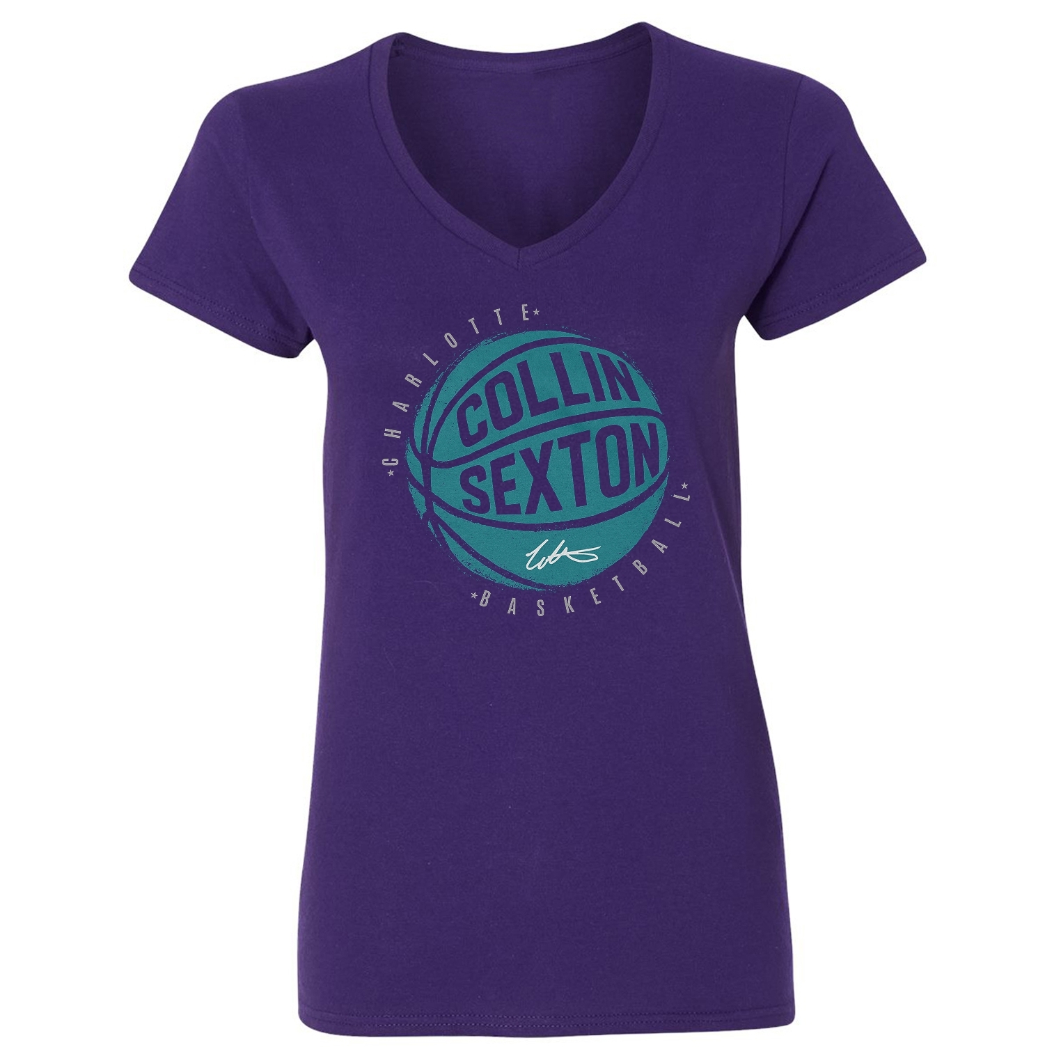 Collin Sexton Charlotte Fans Tribute - Basketball Fan Ladies' V-Neck Tshirt - Picture 3 of 3