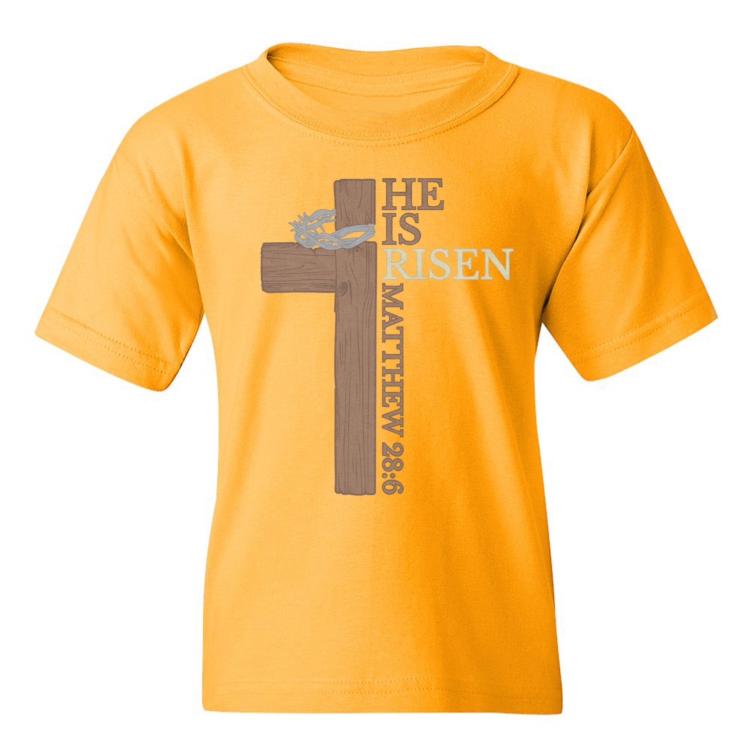 He Is Risen – Matthew 28:6 Cross Easter Design Youth Unisex T-shirt - Picture 4 of 12