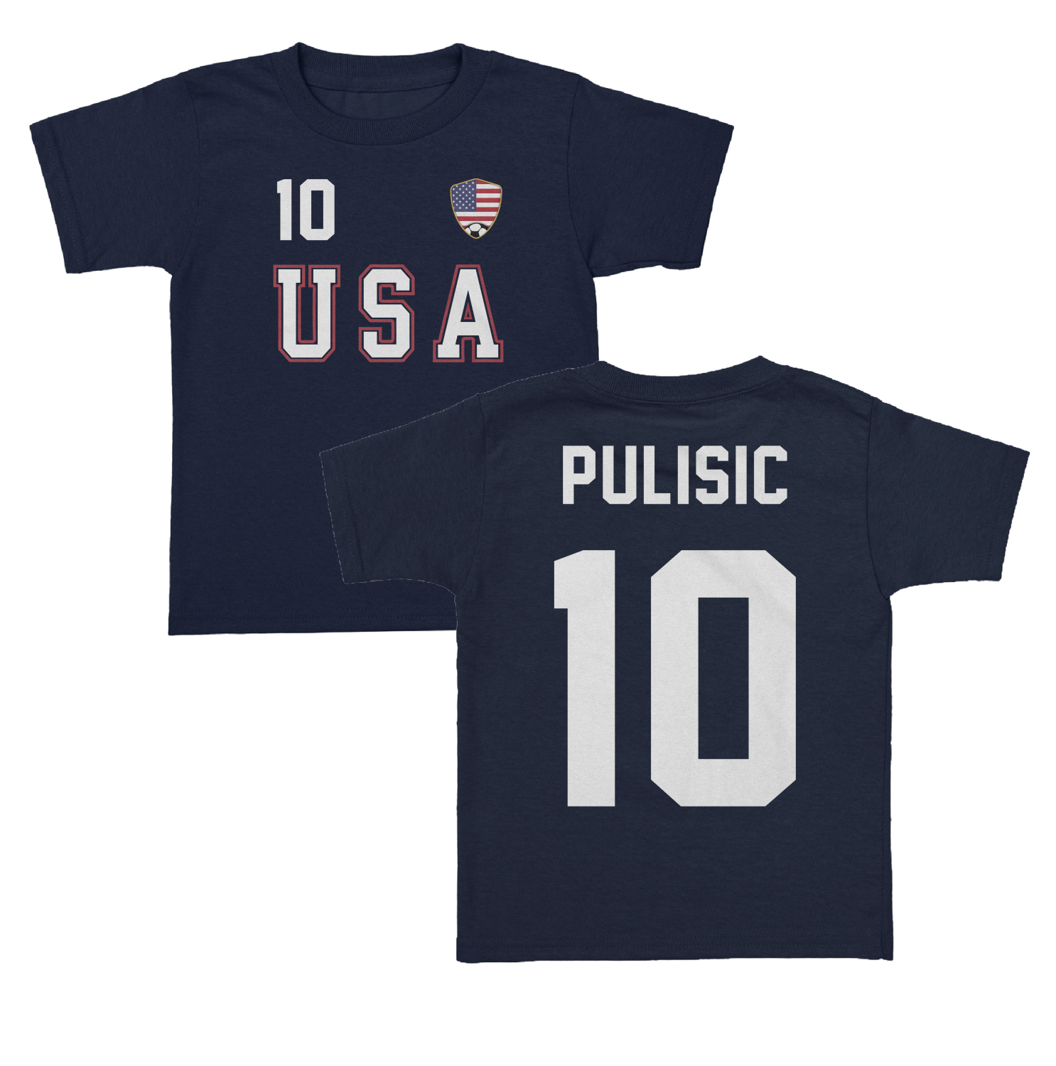 USA Pulisic 10 Soccer Inspired Jersey Style 2-Side Toddler T-Shirt