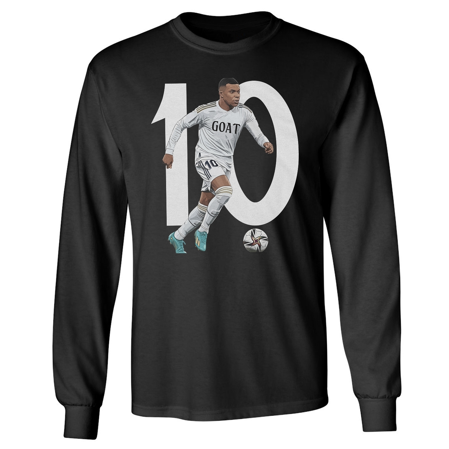 Mbappe 10 Inspired Graphic – Madrid Goat Tribute Long Sleeve Tshirt