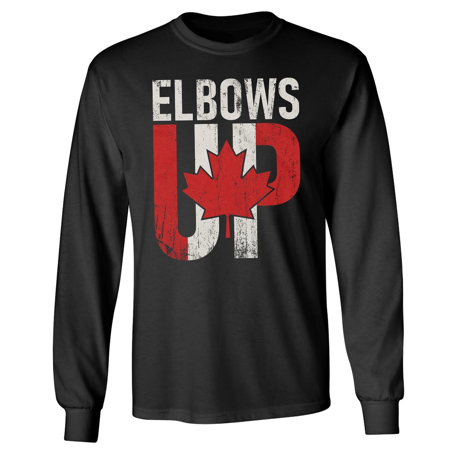 Canada Day - Canada Support Elbows Up Maple Leaf Long Sleeve Tshirt