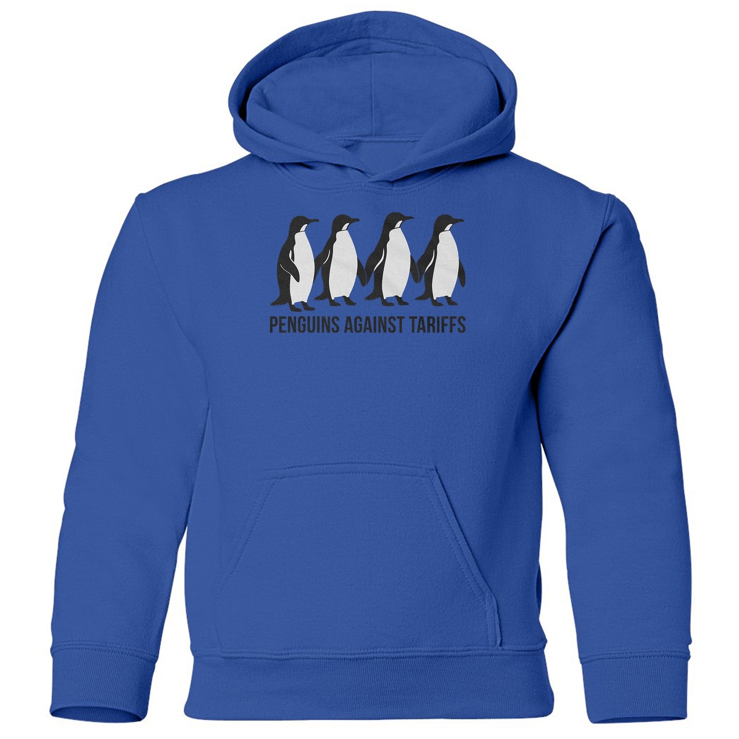 Penguins Against Tariffs - Funny Resist Protest Youth Hooded Sweatshirt - Picture 10 of 10