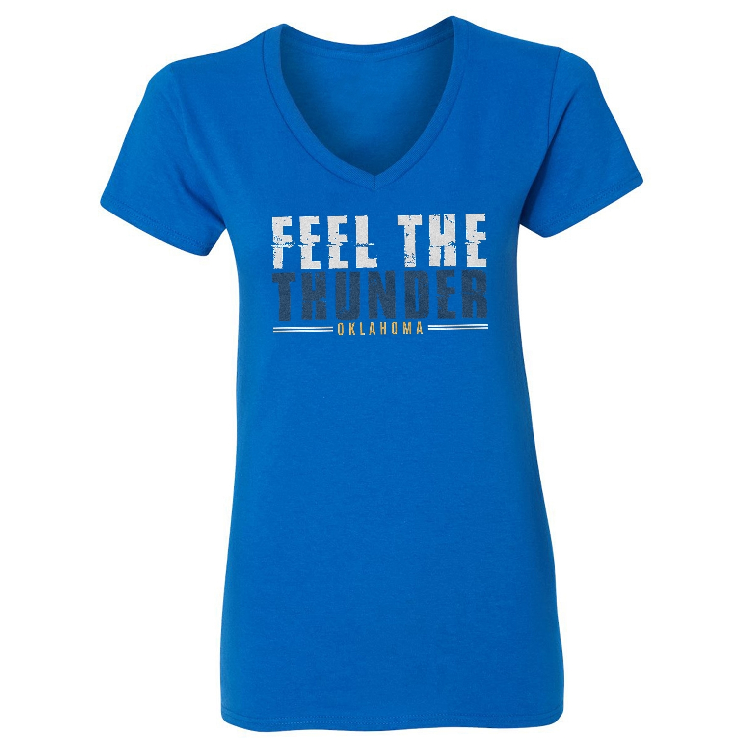 Feel The Rumble Oklahoma Fans - Basketball Champions Ladies' V-Neck Tshirt - Picture 2 of 2