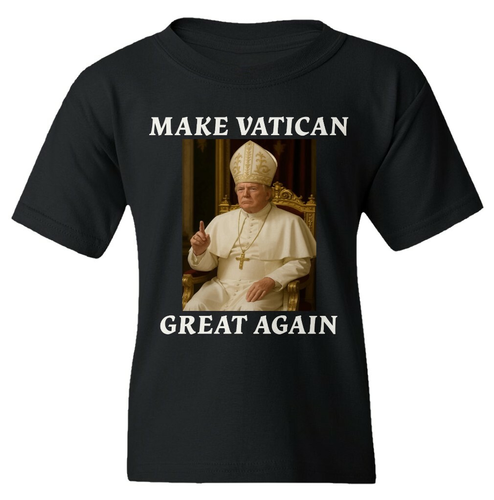 Make Vatican Great Again - Trump as Pope Funny Youth Unisex T-shirt - Picture 3 of 15