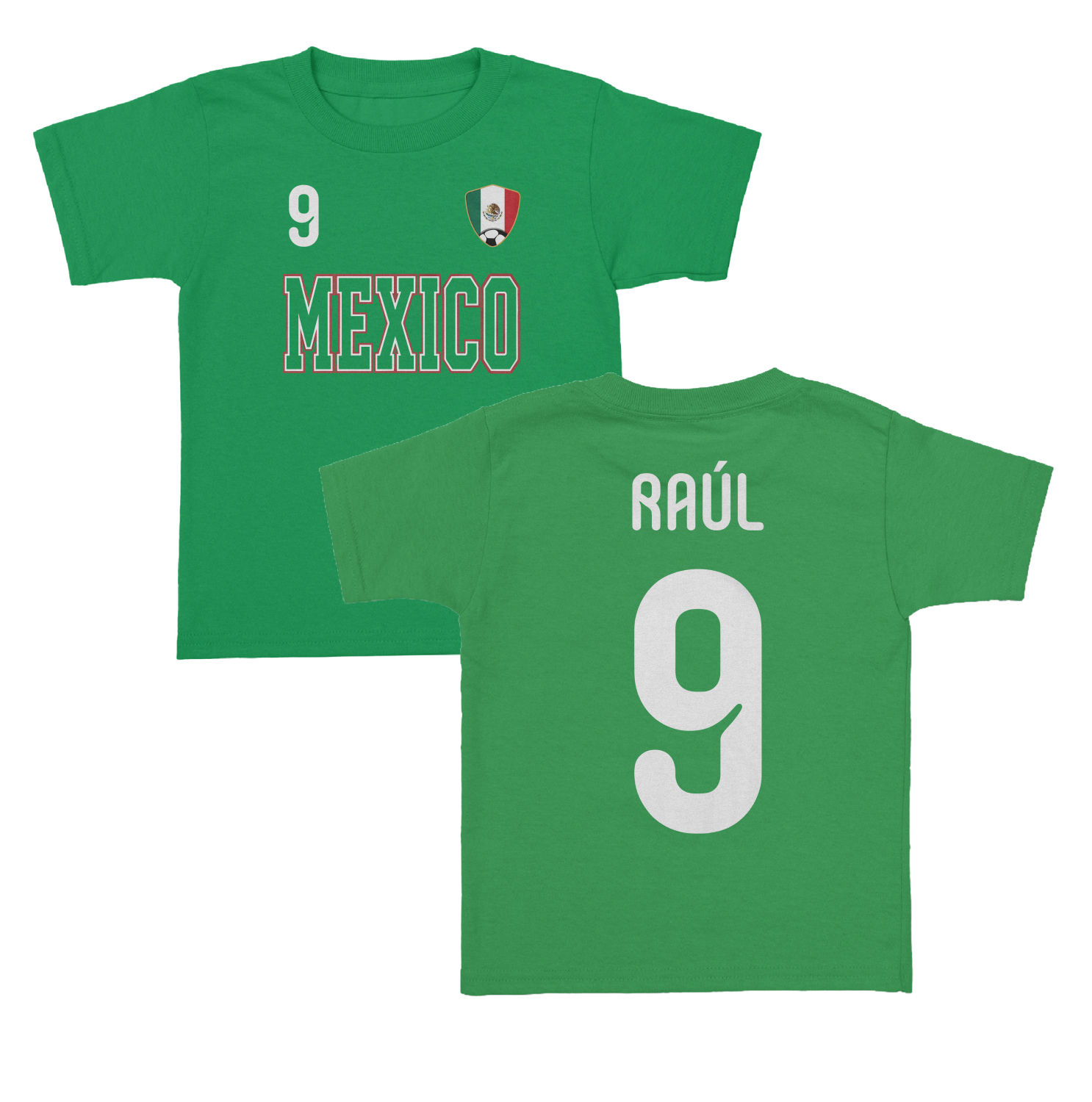 Mexico Raul 9 Soccer Inspired Jersey Style 2-Side Toddler T-Shirt