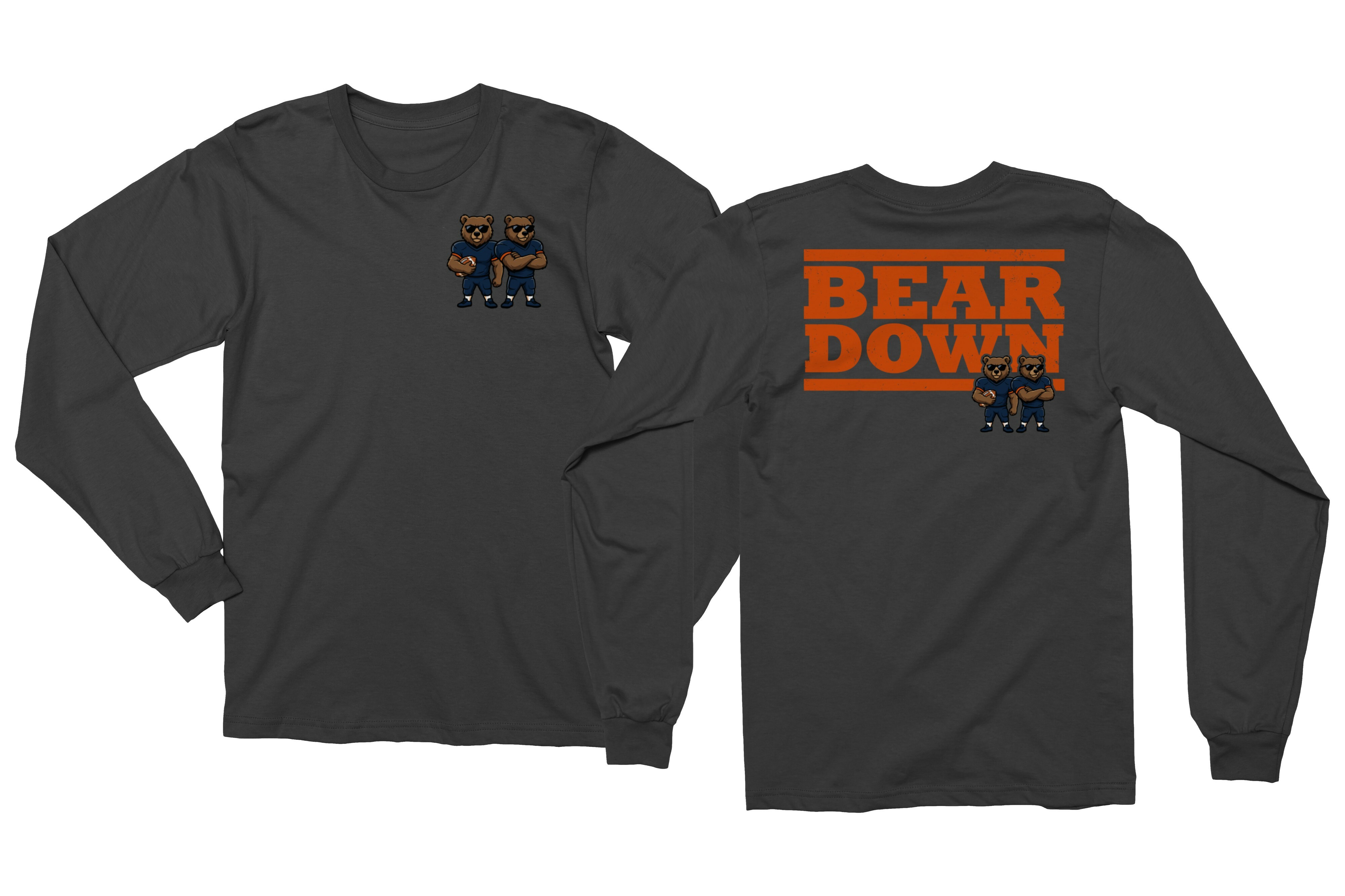 Bear Inspired Design – Chicago Fans Tribute 2 Sided Long Sleeve T-Shirt