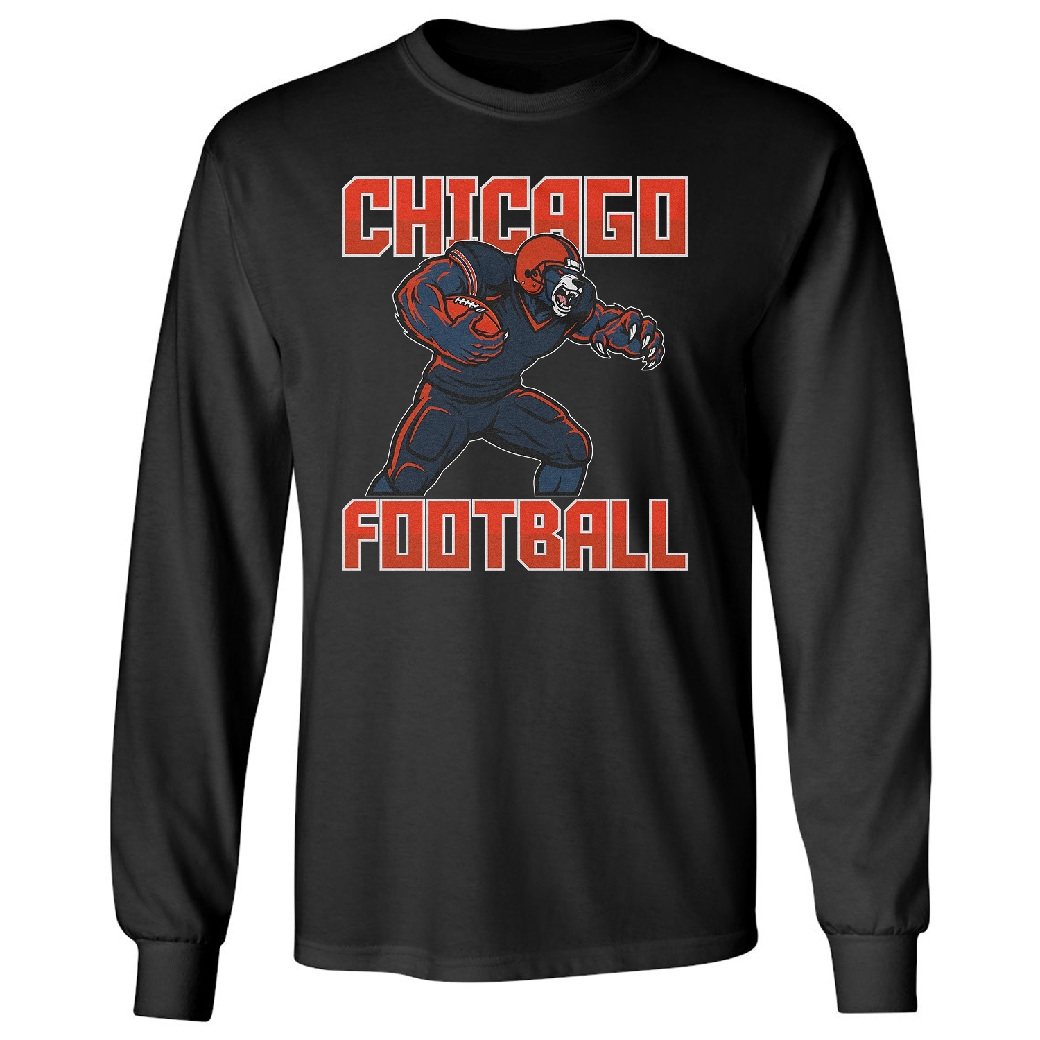 Fierce Mascot Football Style – Chicago Fans Inspired Long Sleeve T-Shirt