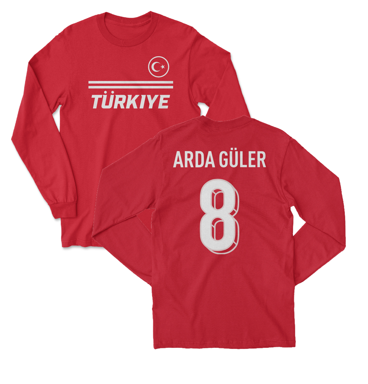 Turkiye Soccer Fans Arda Guler 8 Jersey Style Long Sleeve T-Shirt